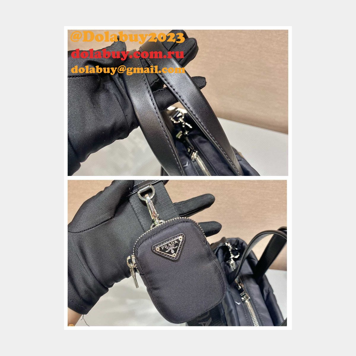 Buy Prada Replica Shoulder 1BG380 Black Handbags