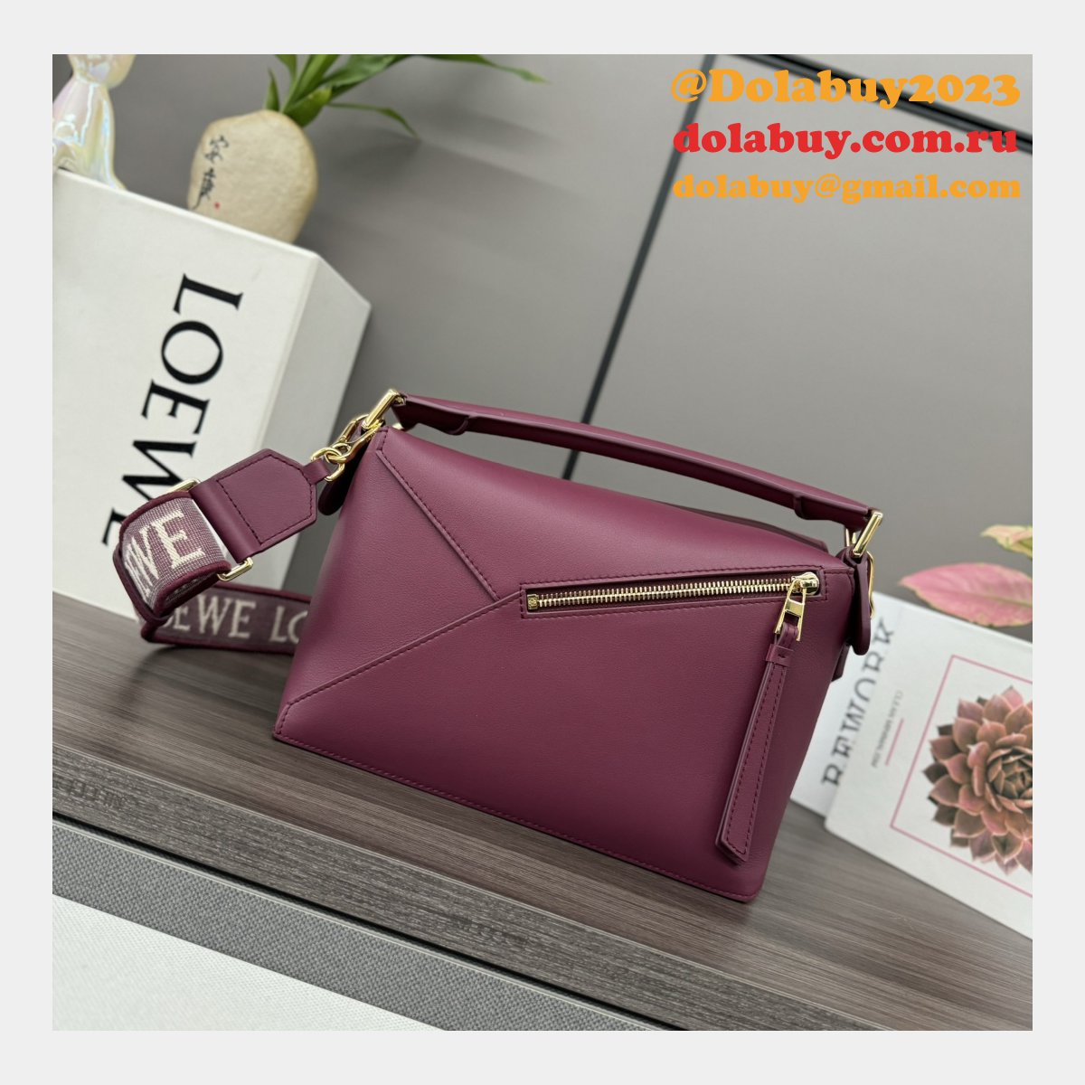 Inspired Loewe Small Puzzle Bag In Satin Calfskin 24CM With Strap