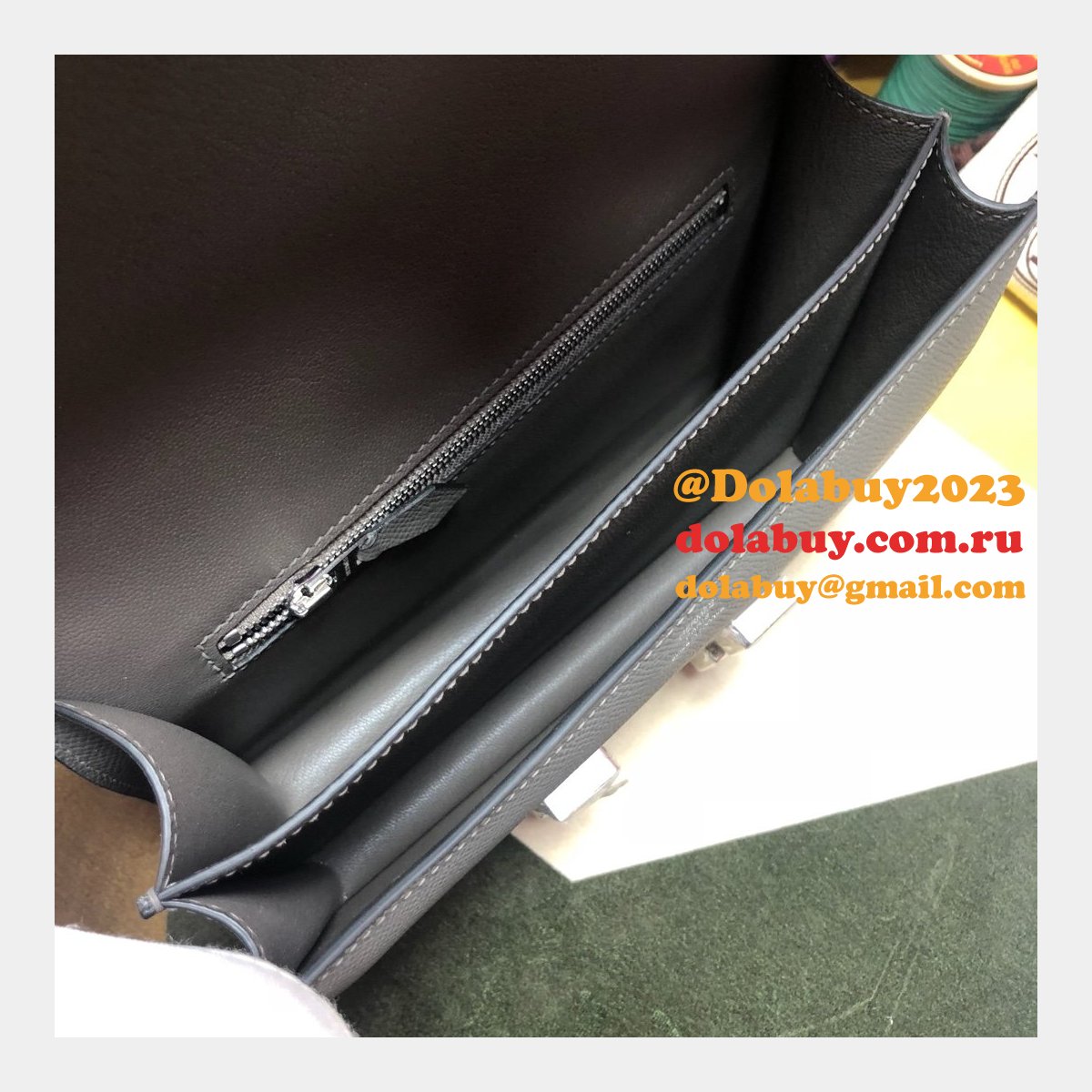 Hermes Constance Bag 23cm Epsom Leather Dark Grey