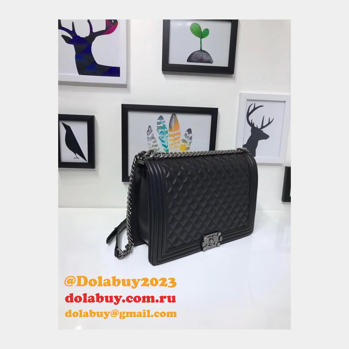 High Quality CC Le Boy Luxury Bags Lambskin 30cm