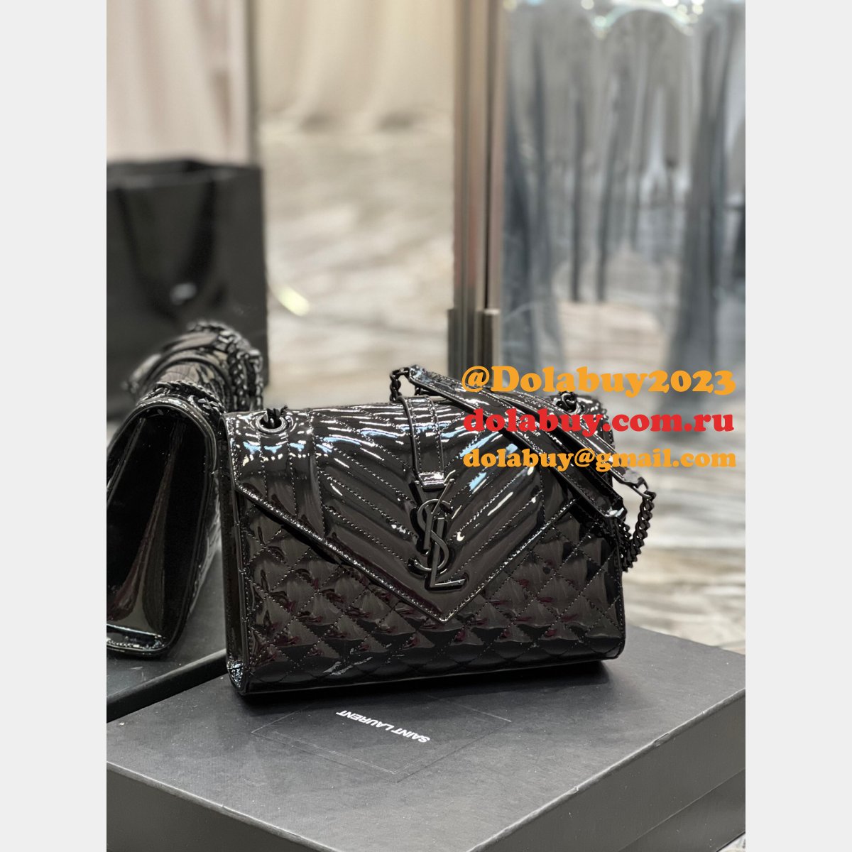 Monogram YSL #526286 Knockoff Envelope Top Best Matelasse Chain
