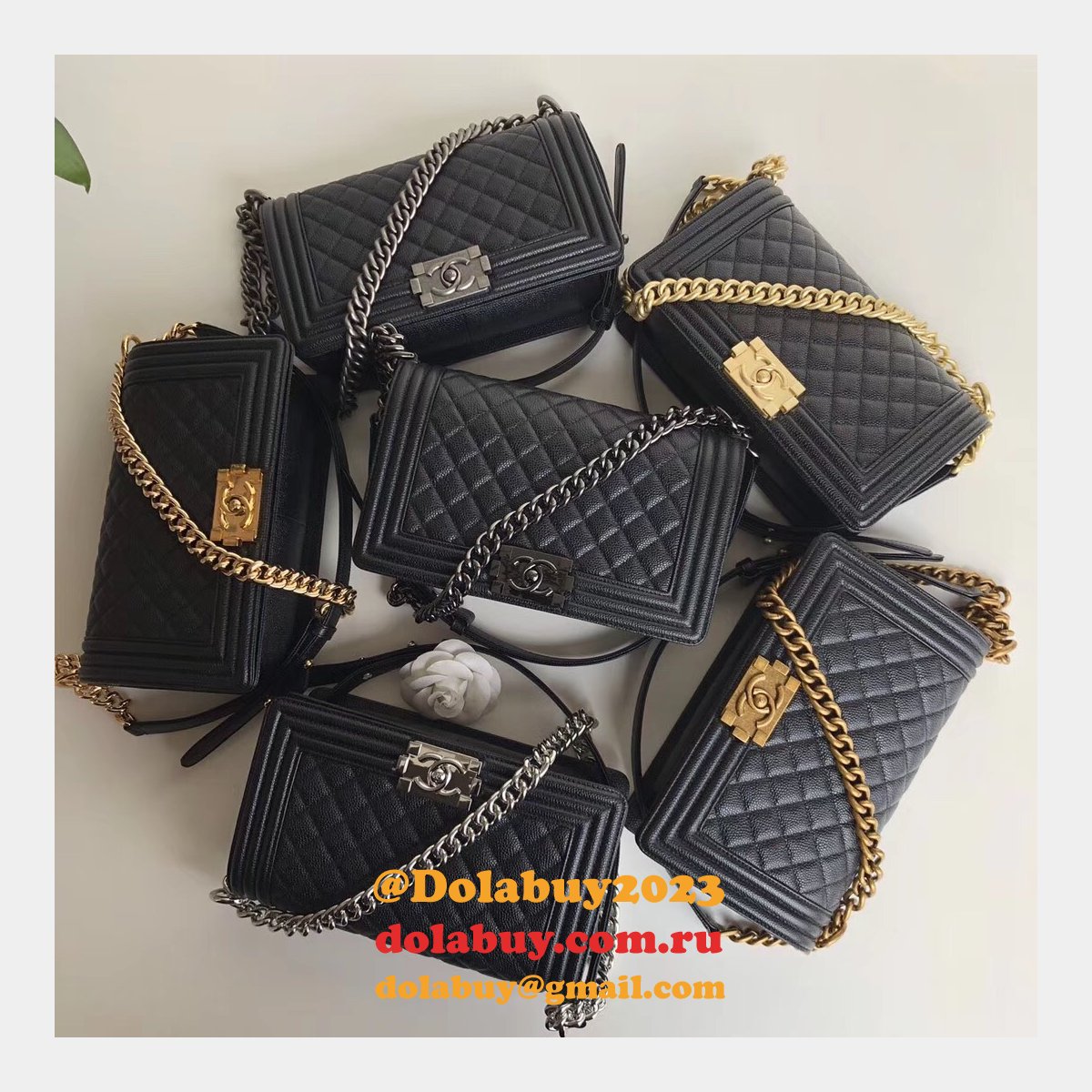 AAA+ CC Le Boy  Luxury Replica Black Bags Caviar 25cm