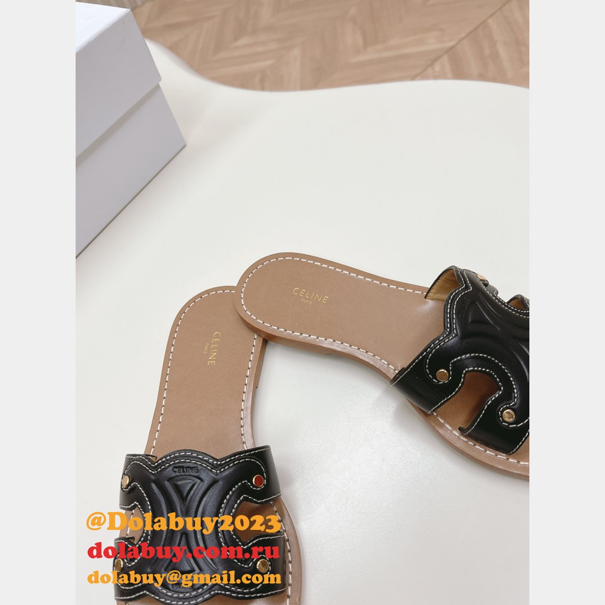Celine Replica Paris Premium Flats Sandal Triomphe Shoes