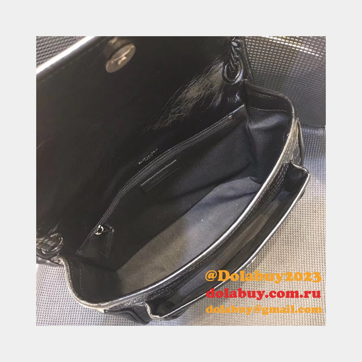 Buy Online YSL Nikki 28cm 498894 Stitch Flap Black Bag