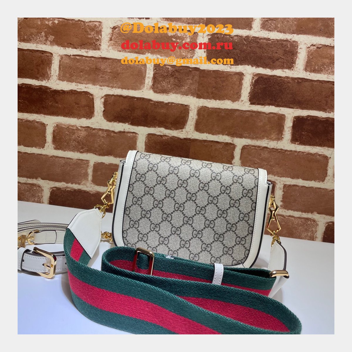 G*u*i replicas horsebit 1955 mini bag white