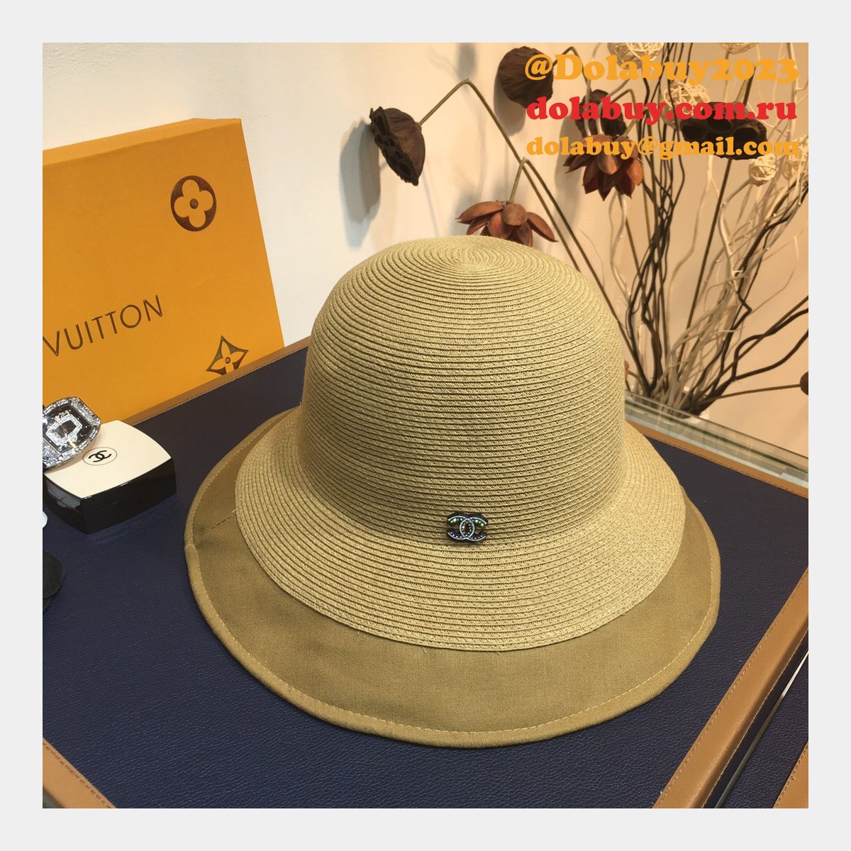 Wholesale CC design Fine straw woven hat bow