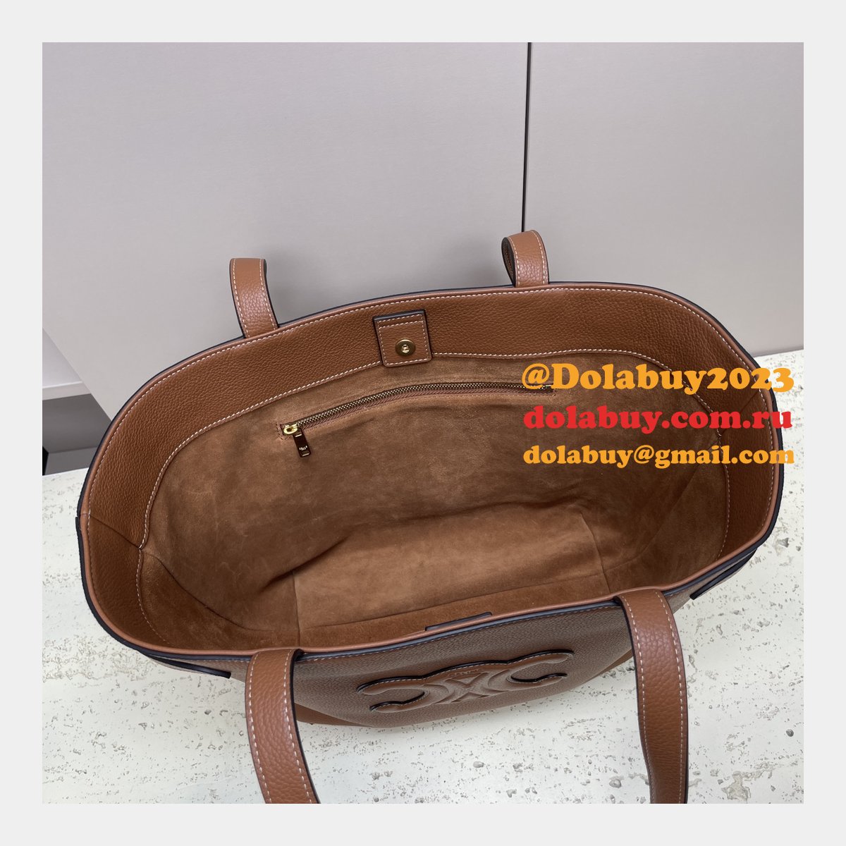 Luxury Best Celine 116853 Medium Cabas Anais Cuir Triomphe