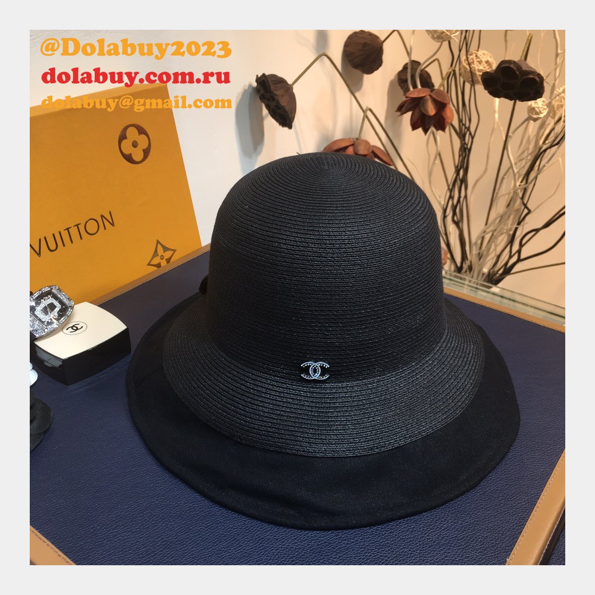 Wholesale CC design Fine straw woven hat bow