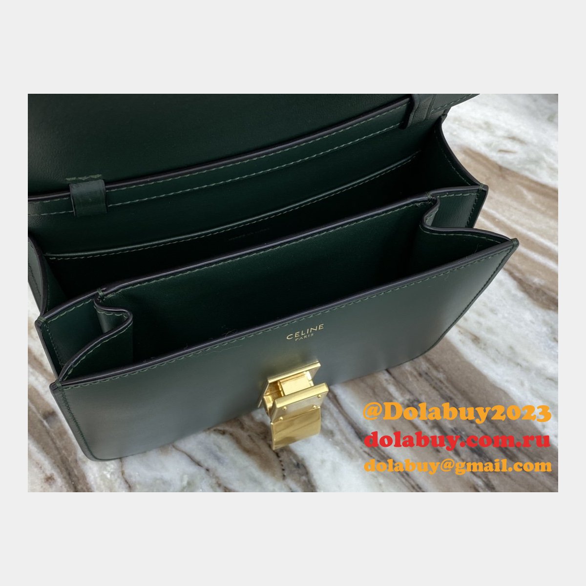 Celine Cheap Teen Classic Box ArmyGreen shoulder bag