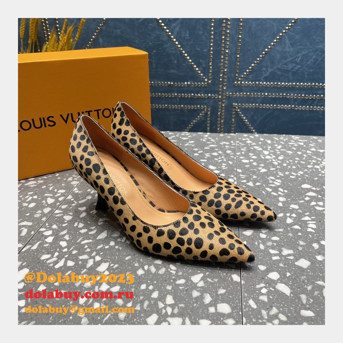 Fashion LOUIS VUITTON leopard print BLOSSOM PUMP