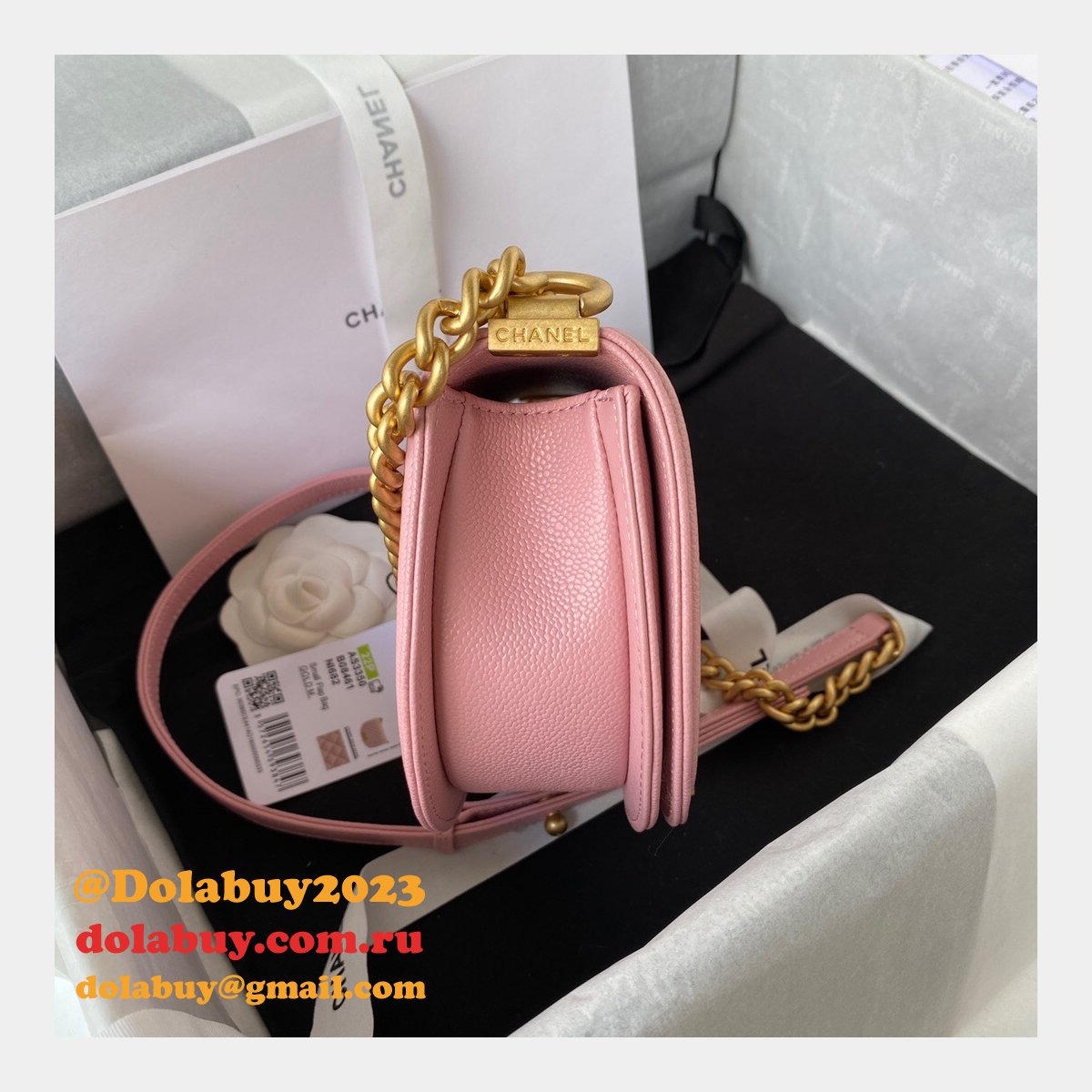 Replica Wholesale Boy Messenger Velvet AS3350 Gold-Tone Bag