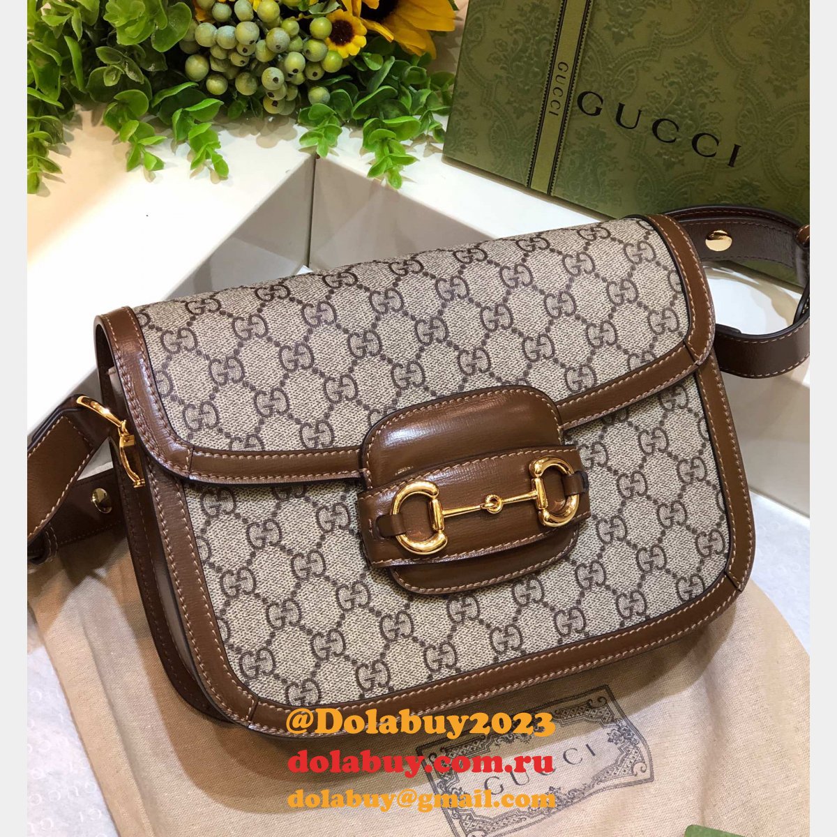 G*u*i replica gg horsebit 1955 shoulder 602204 brown bag