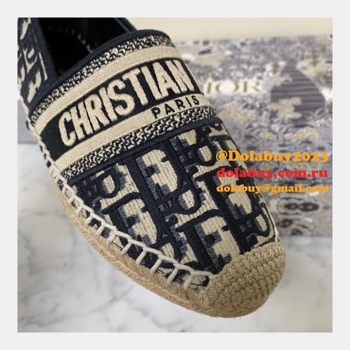 Dior Buy High Quality Monogram Embroidered Fisherman Replica Shoes