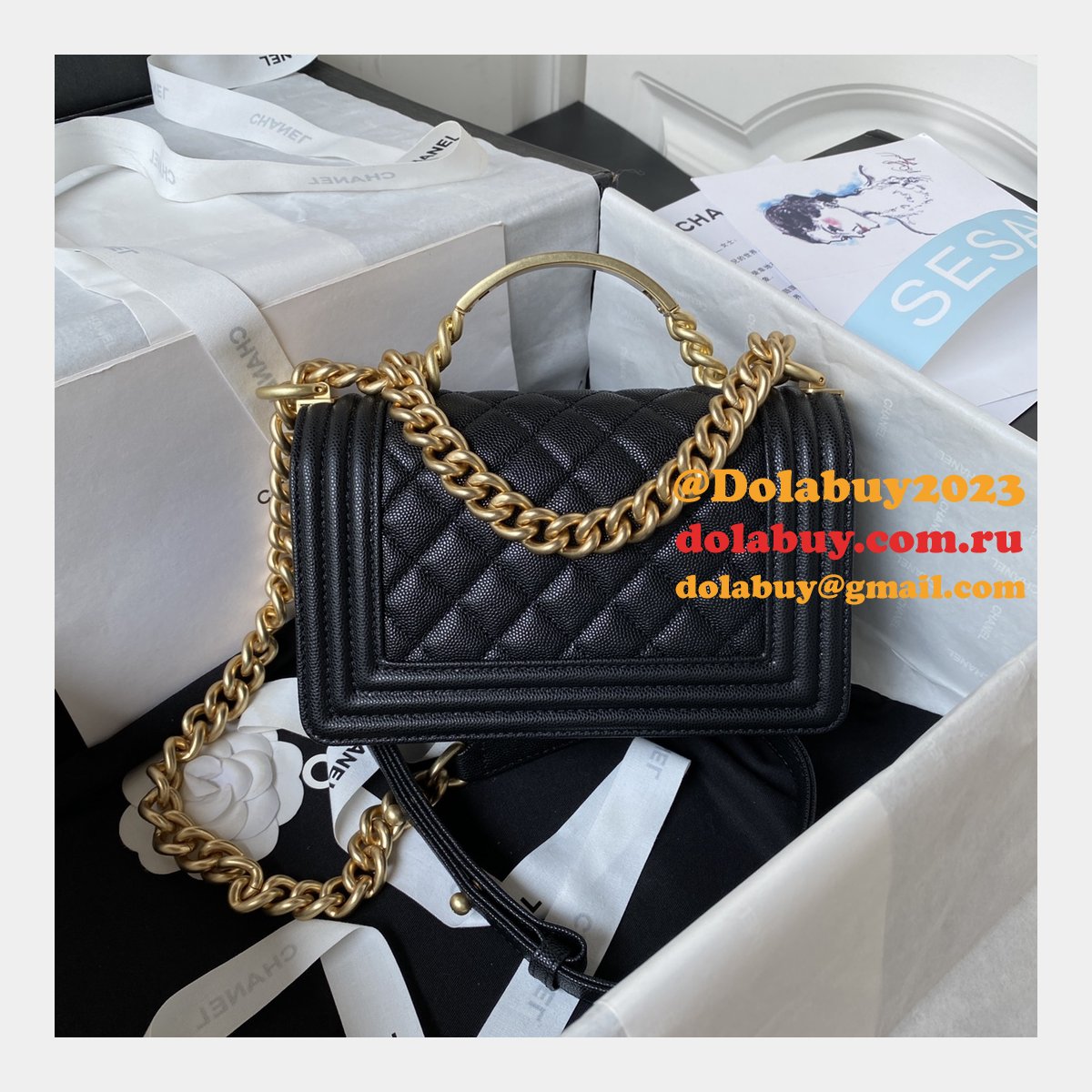Boy High Quality A94804/A94805 Duplicate Flap 1:1 Copy From Original Bag