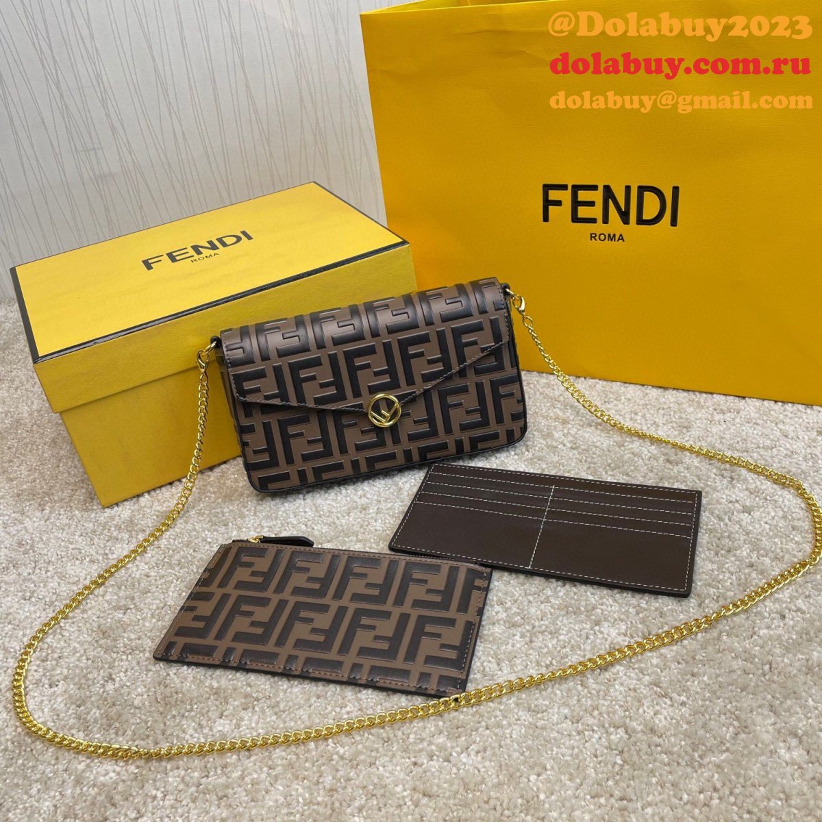 F**di best fashion 212200 maca embossing brown bags
