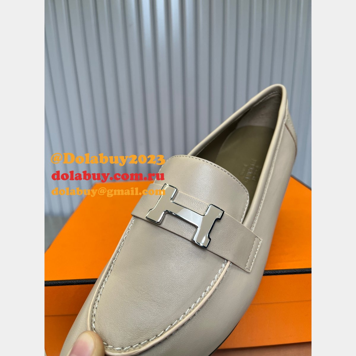 7 Star full leather loafer hermes shoes