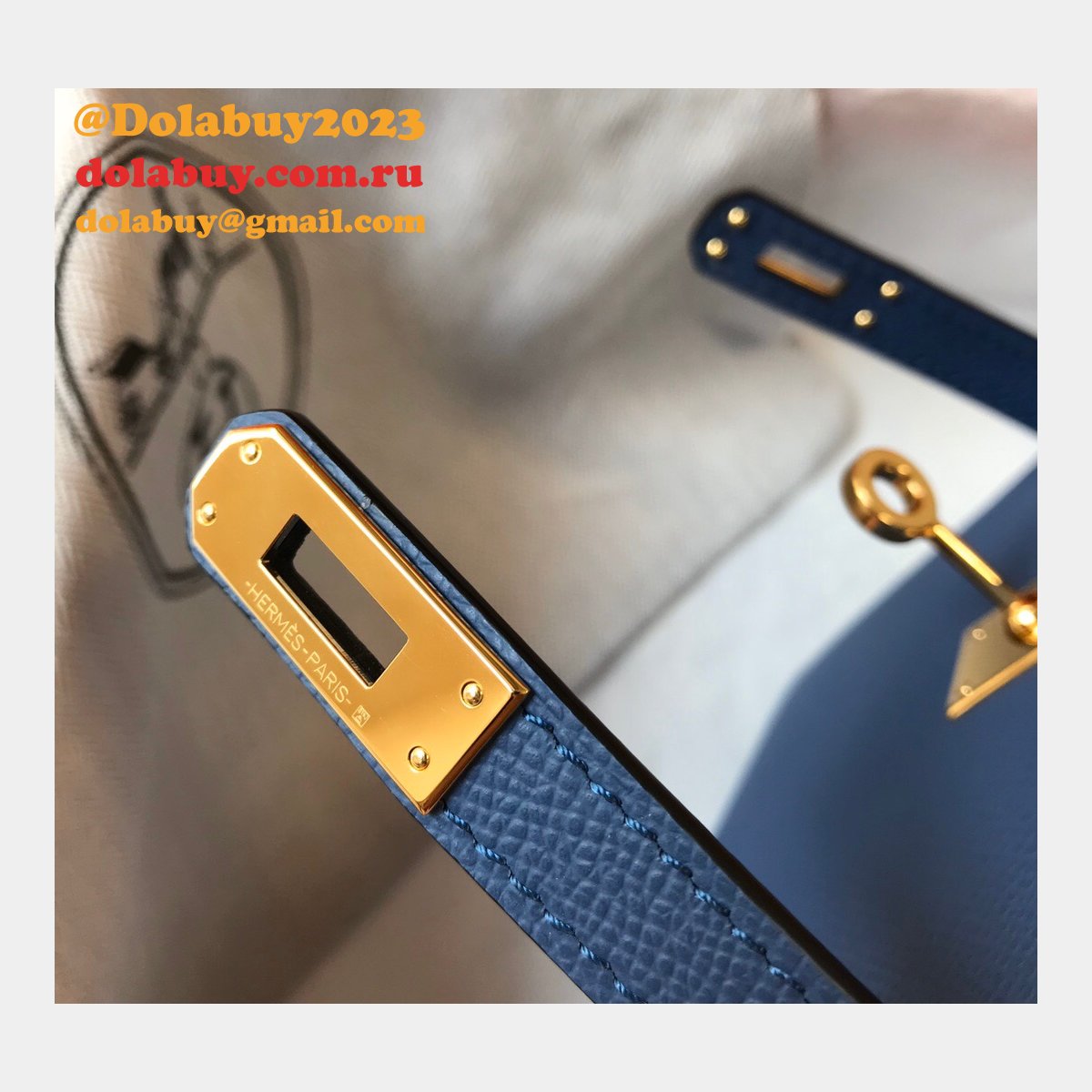 Hermes Blue Mini Kelly Replica Handbag Epsom leather