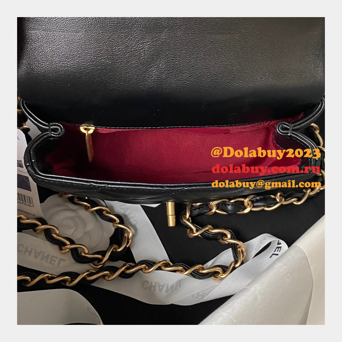 Perfect Copy Top Quality AS4012 Flap Black Replica Bag