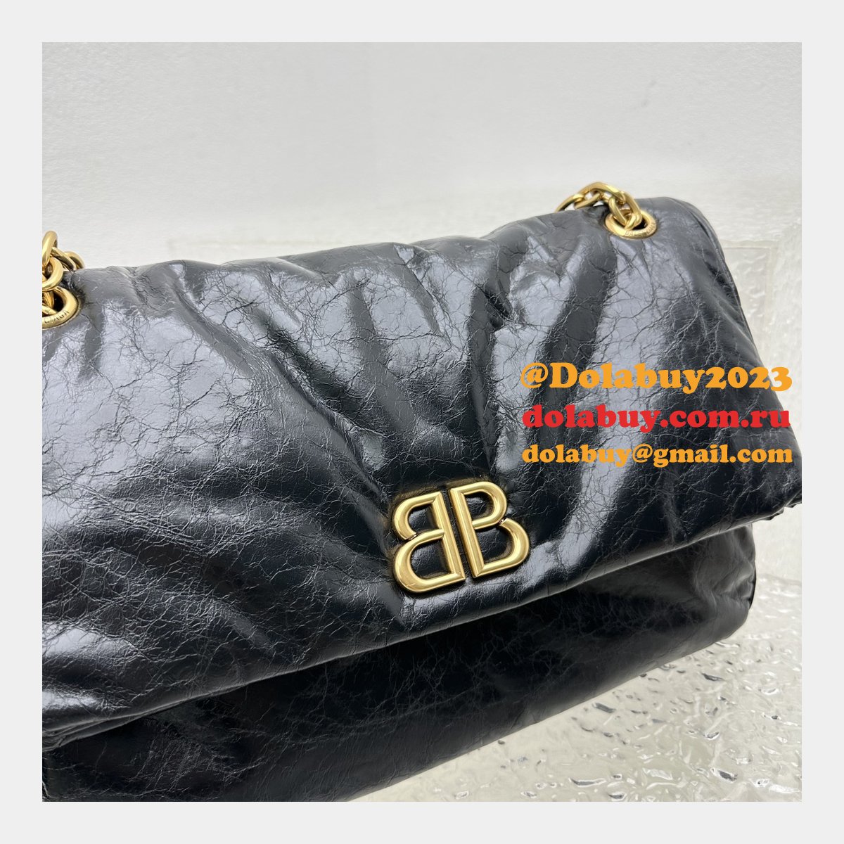 7 Star Balenciaga Le Monaco Wax Leather Chain 1:1 Mirror Bag