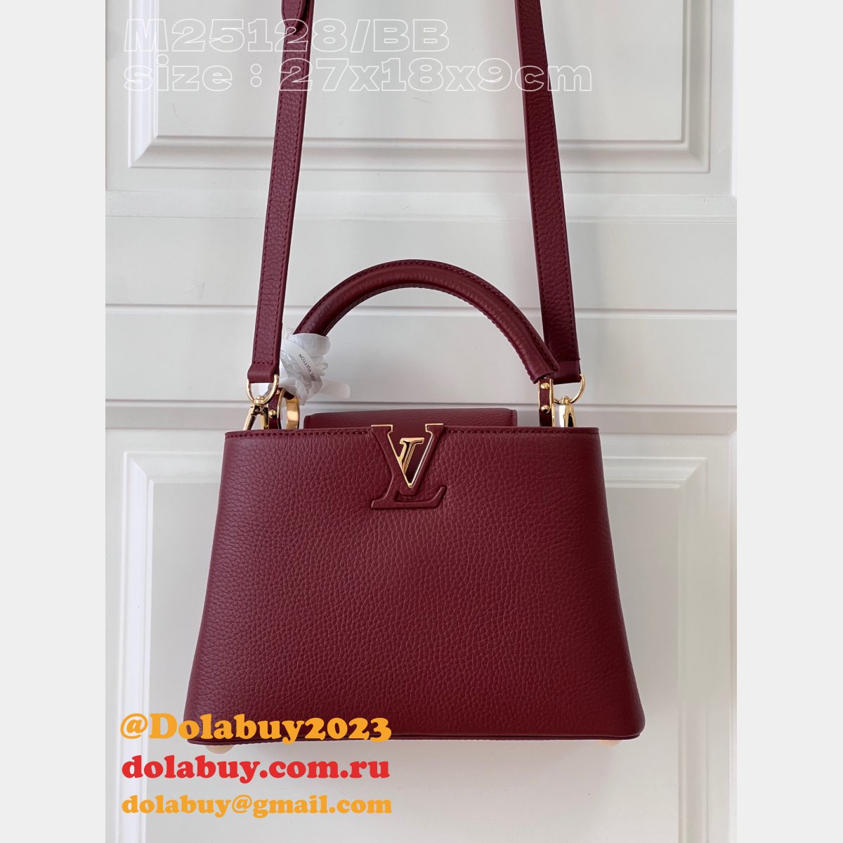 Capucines 1:1 Mirror M25128 Purple-Red Louis Vuitton Fake Handbag