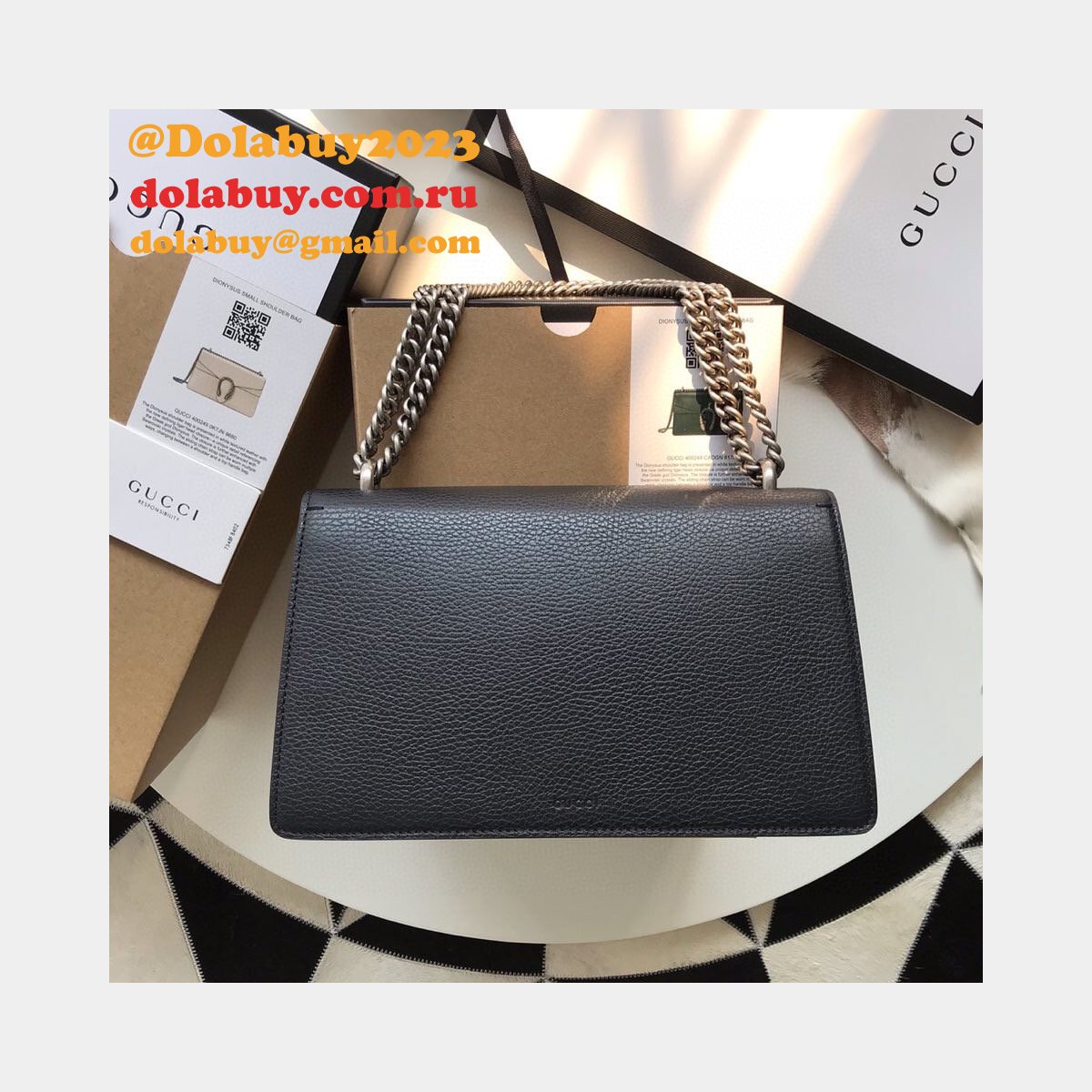 wholesale replica G*u*i 400249 dionysus gg supreme shoulder black bag