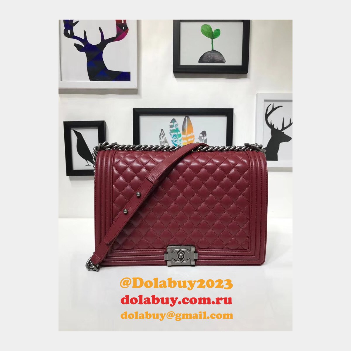 High Quality CC Le Boy Luxury Bags Lambskin 30cm