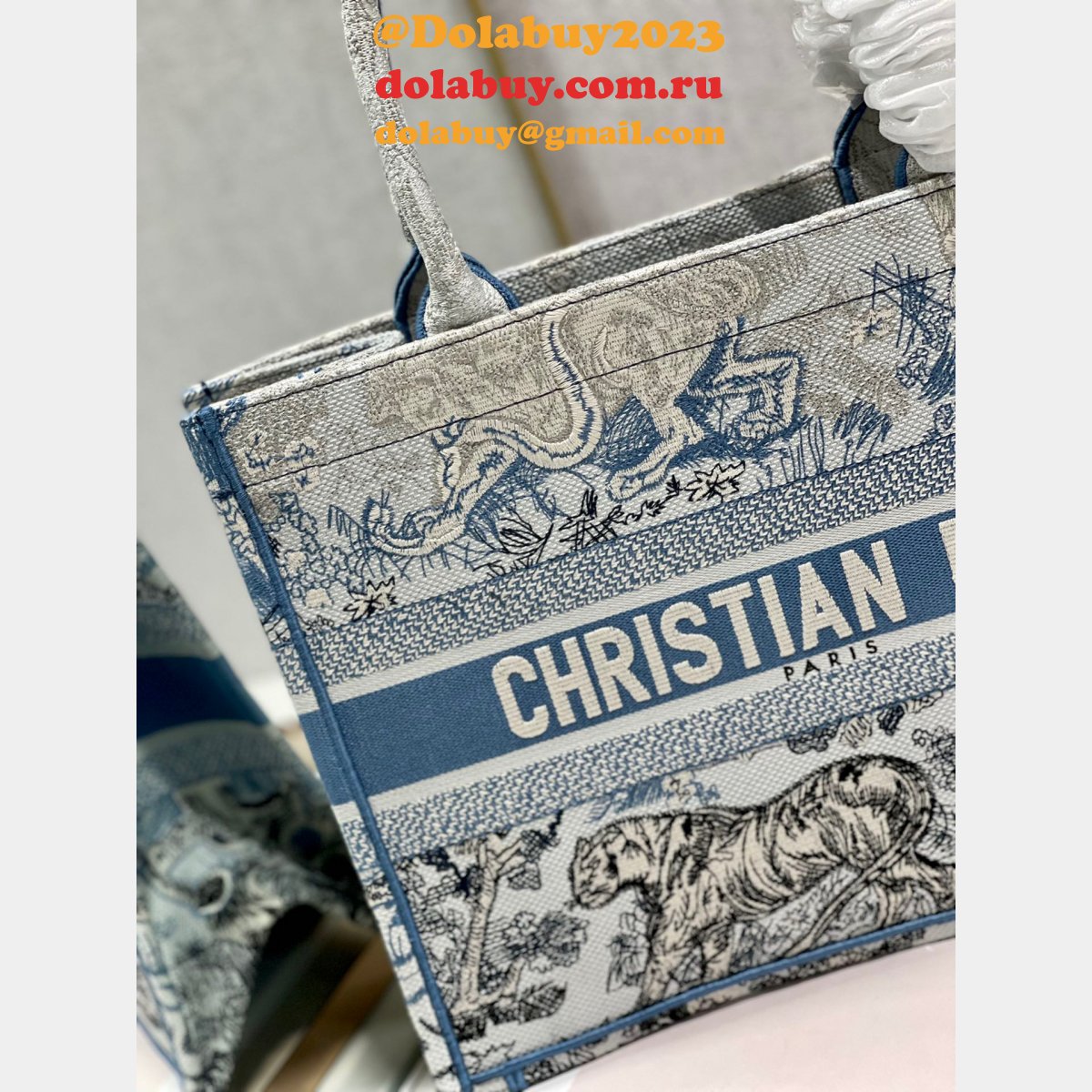 Replica Top Quality Dior Embroidered Book Tote Bag