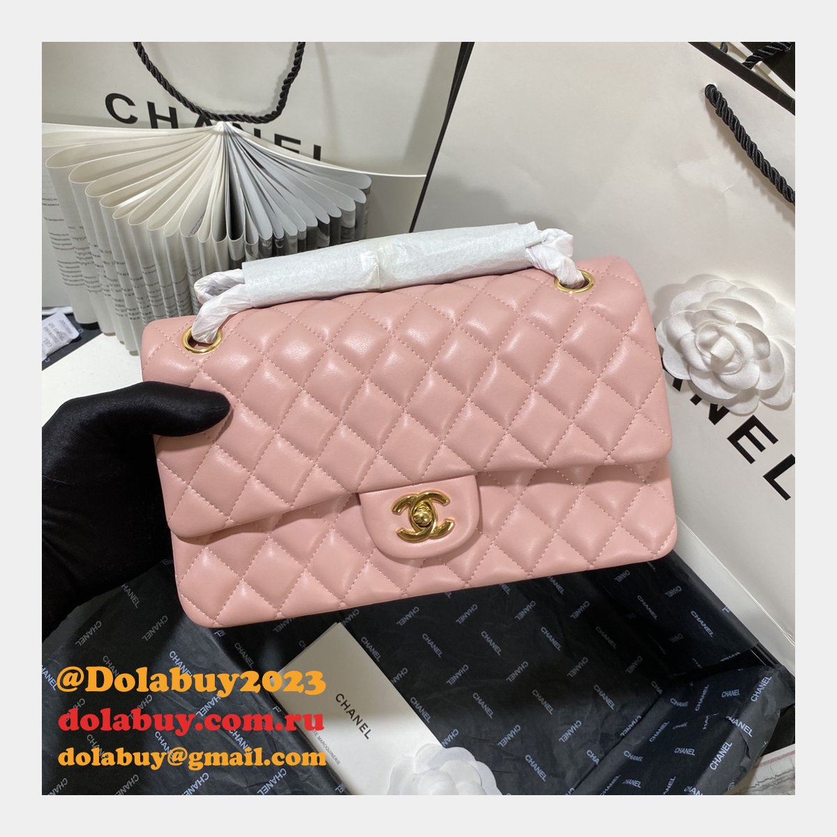 Top Quality Replica Lambskin CF1112 Bags 25CM PINK