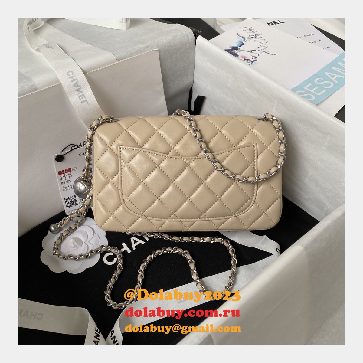 Luxury CC FLAP BAGS 20CM AS1787 SILVER BALL