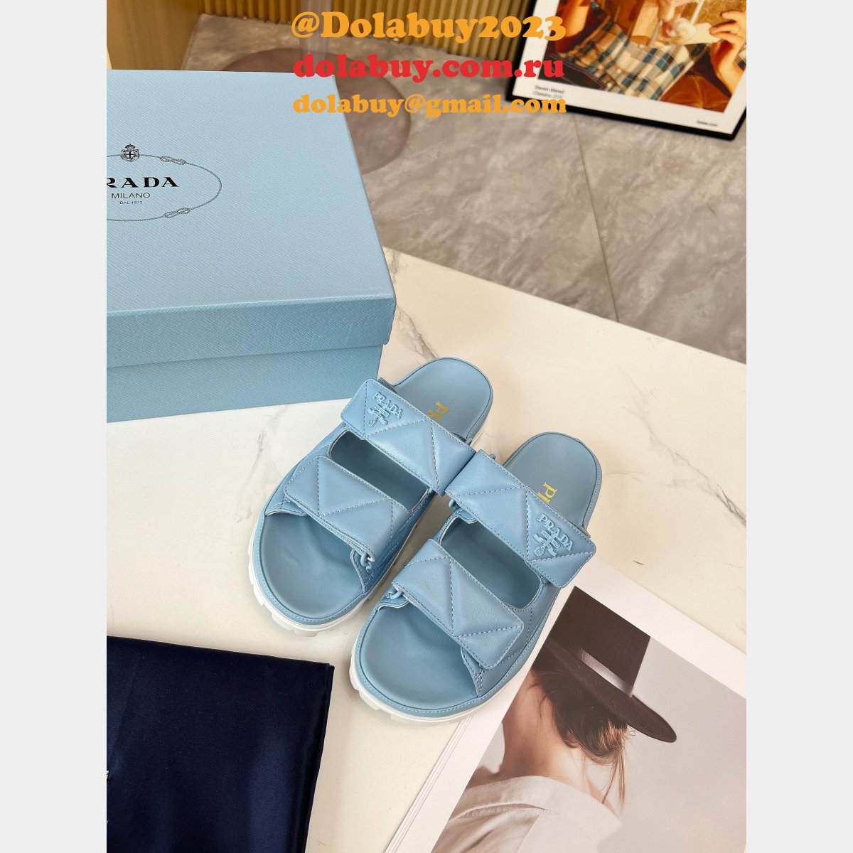 7 Star prada Padded nappa leather sandals