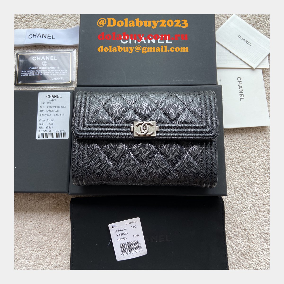 Designer CC Top Quality trifold wallet A84302
