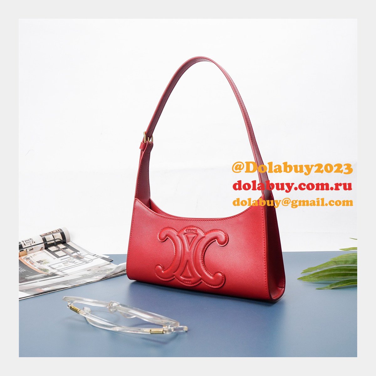 Shop Designer Celine Shoulder bag cuir triomphe 198153 smooth