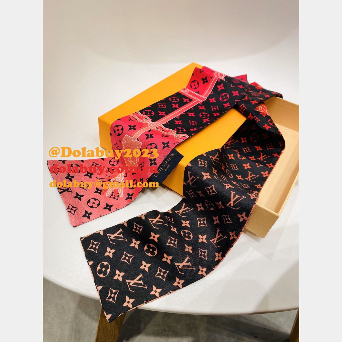 UK louis vuitton Double silk Ribbon Straps bow tie streamers