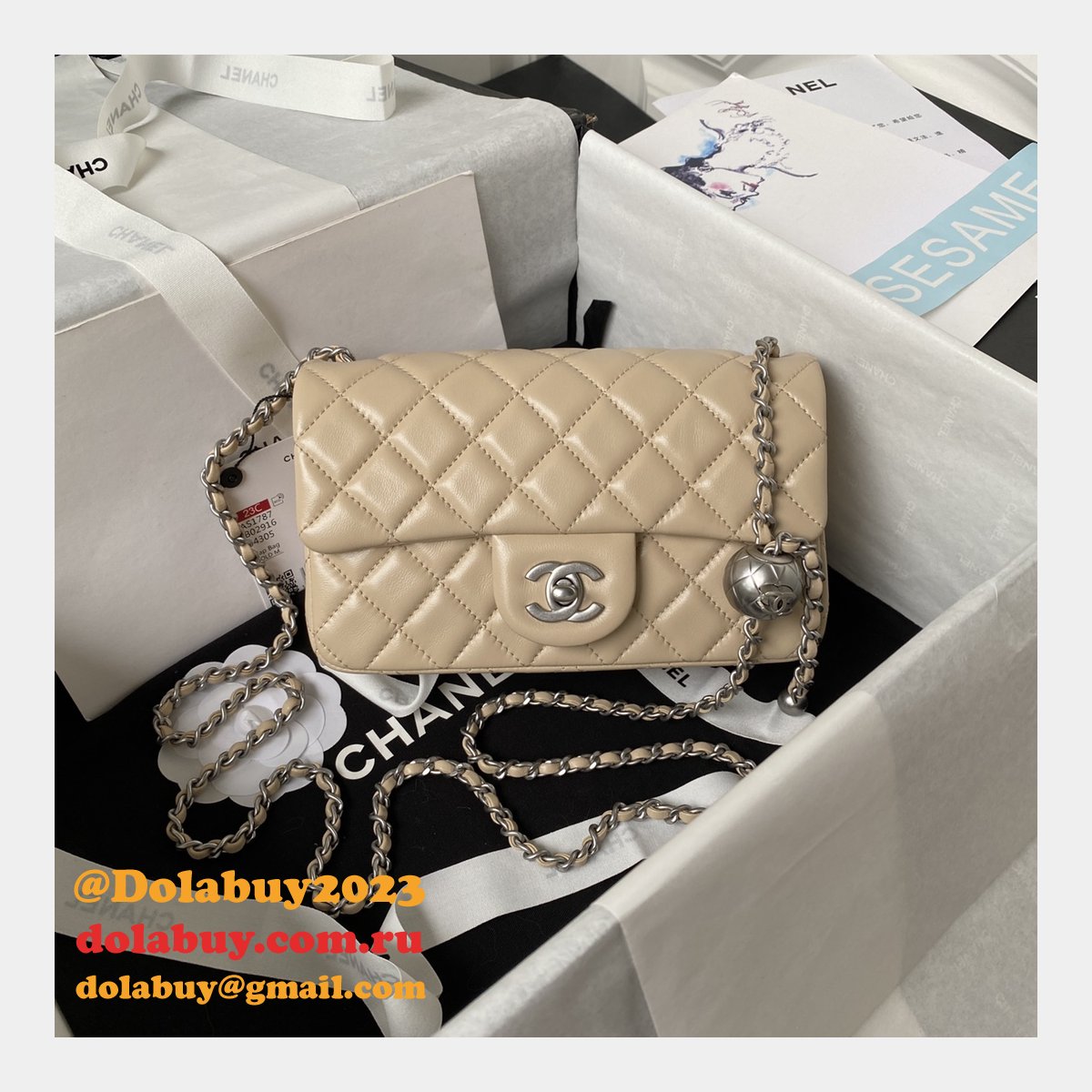 Luxury CC FLAP BAGS 20CM AS1787 SILVER BALL