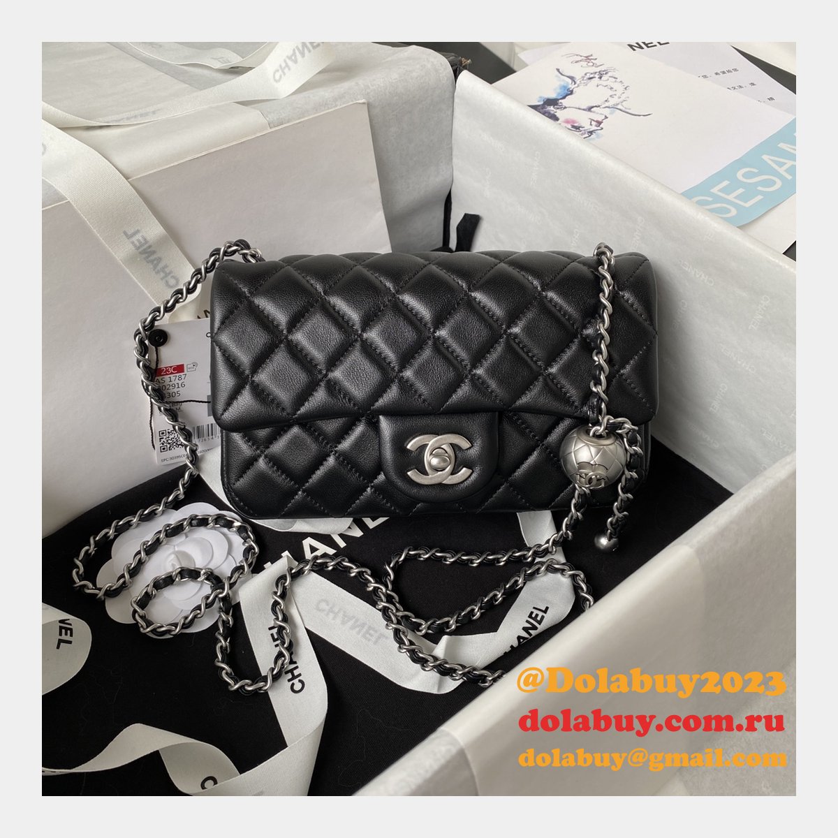 Luxury CC FLAP BAGS 20CM AS1787 SILVER BALL