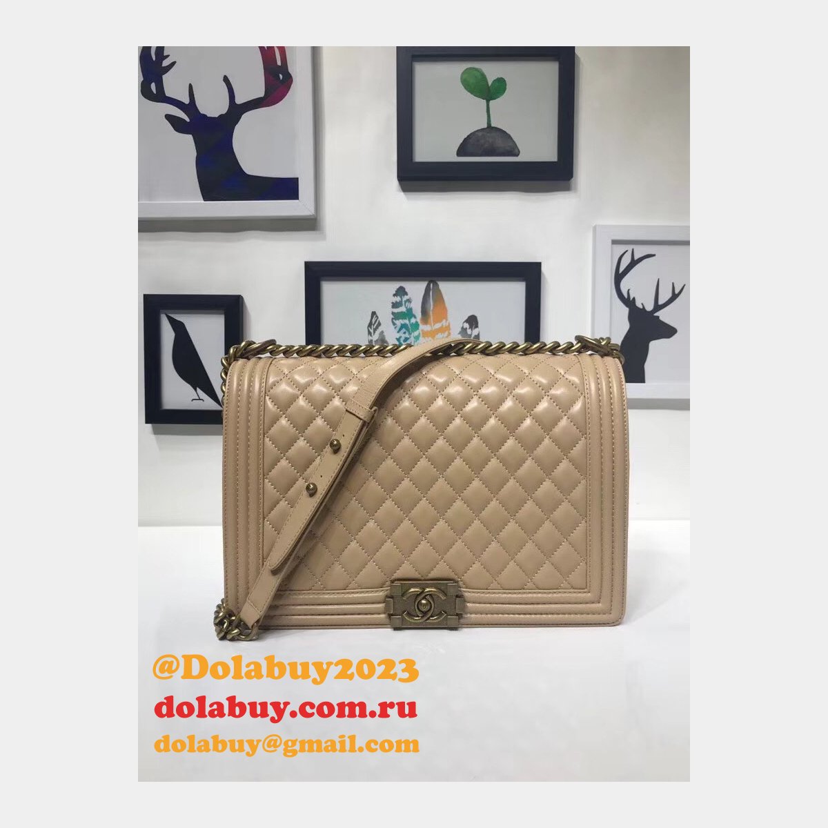 High Quality CC Le Boy Luxury Bags Lambskin 30cm
