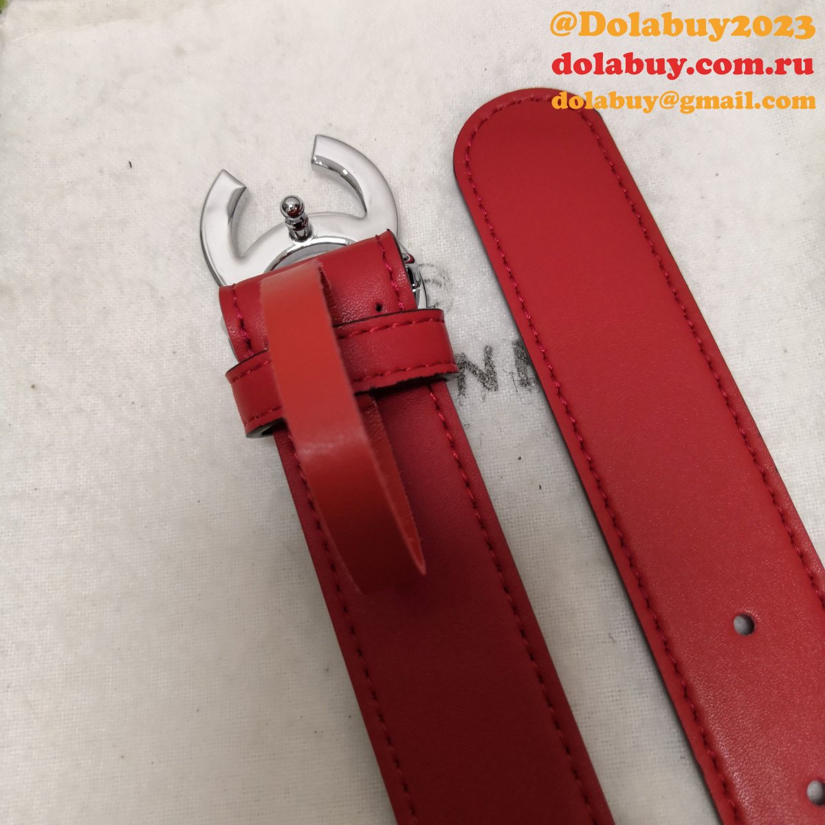 Top Quality Replica CC Double C Belt Red Width 3.0cm 1135