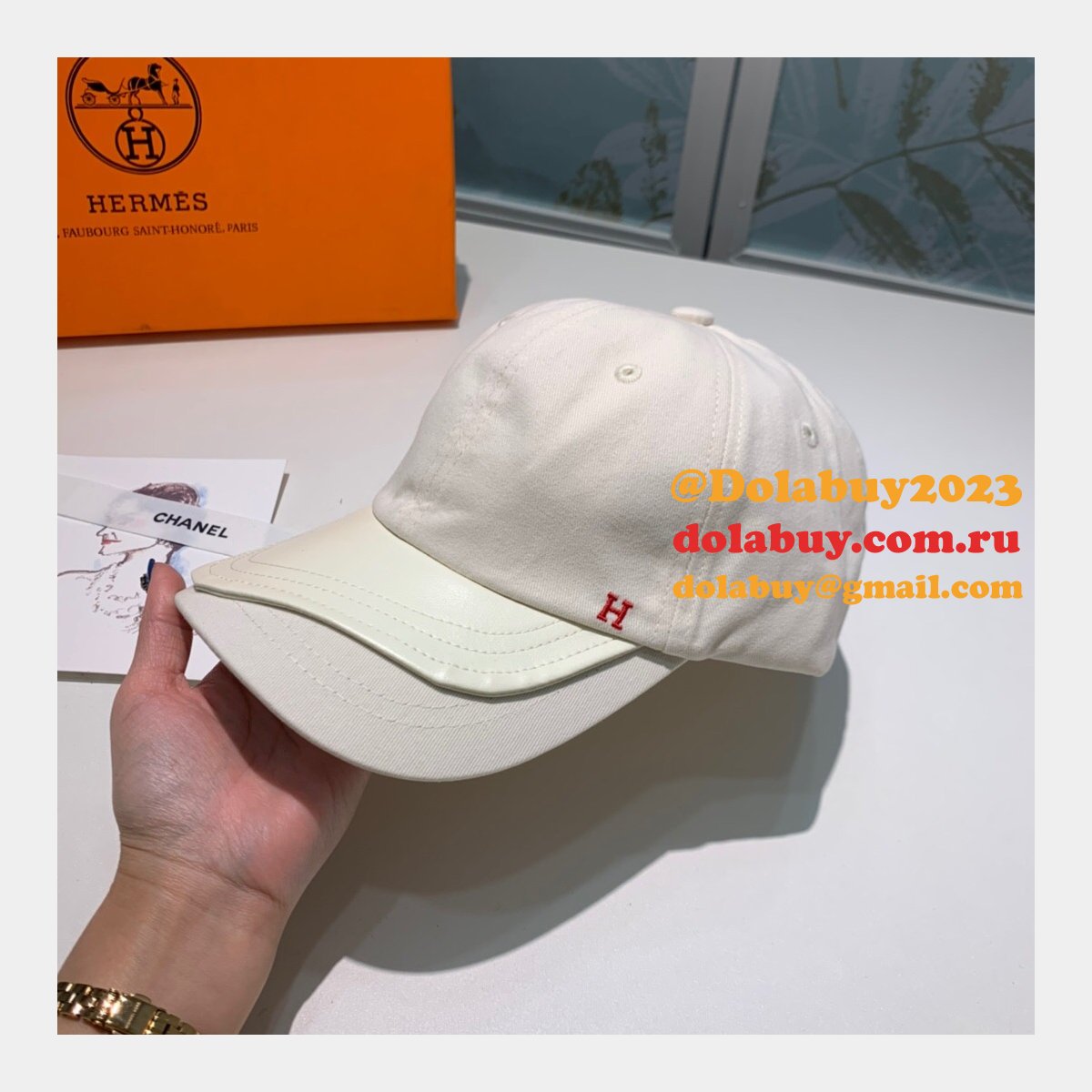 Hermes High Quality Canvas fabric Peaked cap