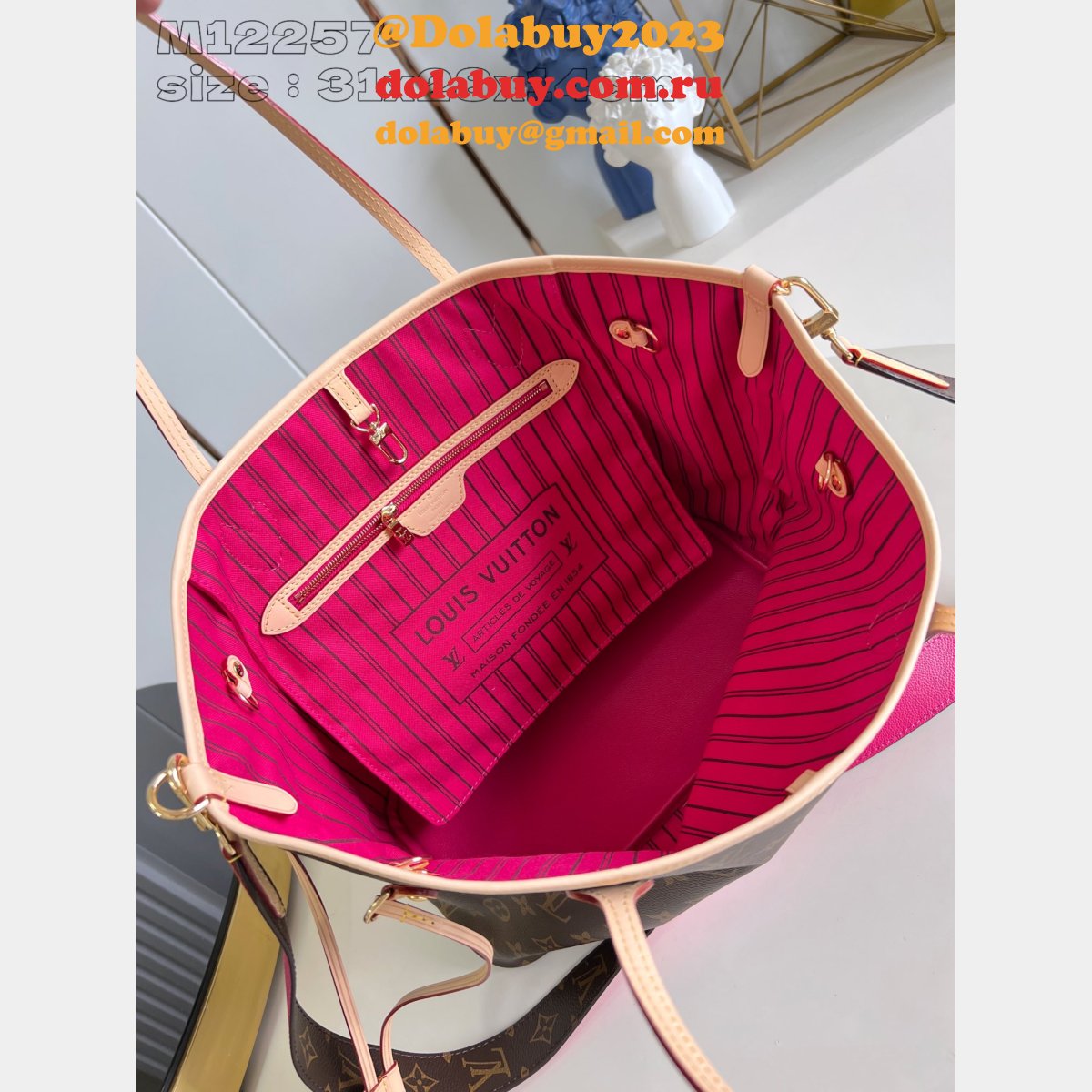 Replica Louis Vuitton Bolsa Neverfull Bandoulière Inside M12257/M12096 Bag