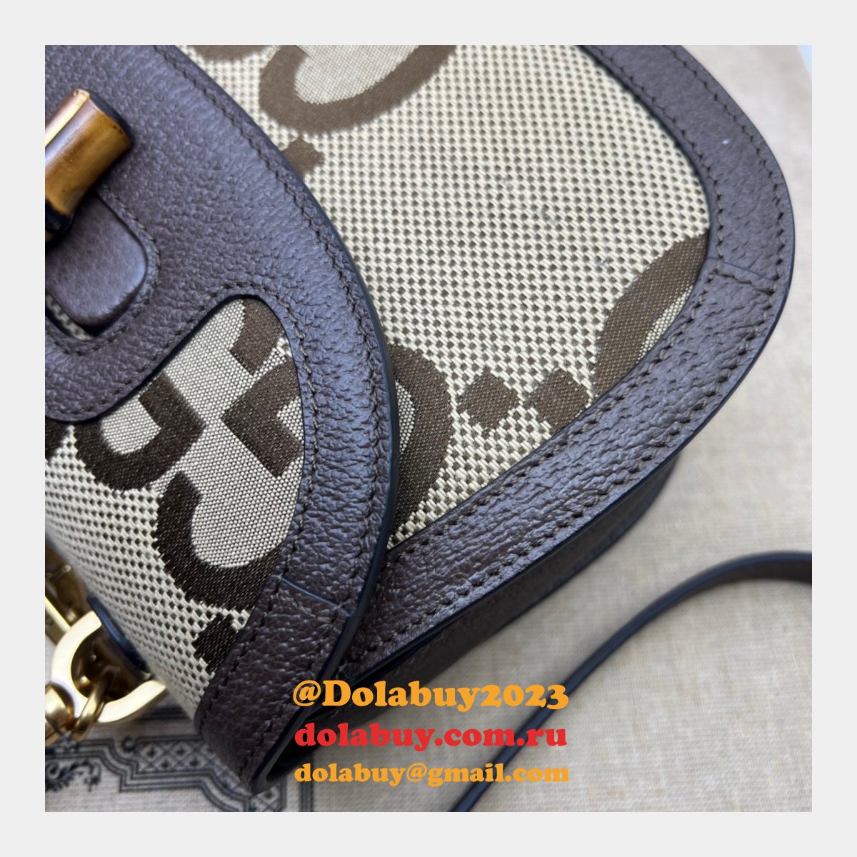 buy G*u*i knockoffs small 675797 jumbo gg bag with bamboo