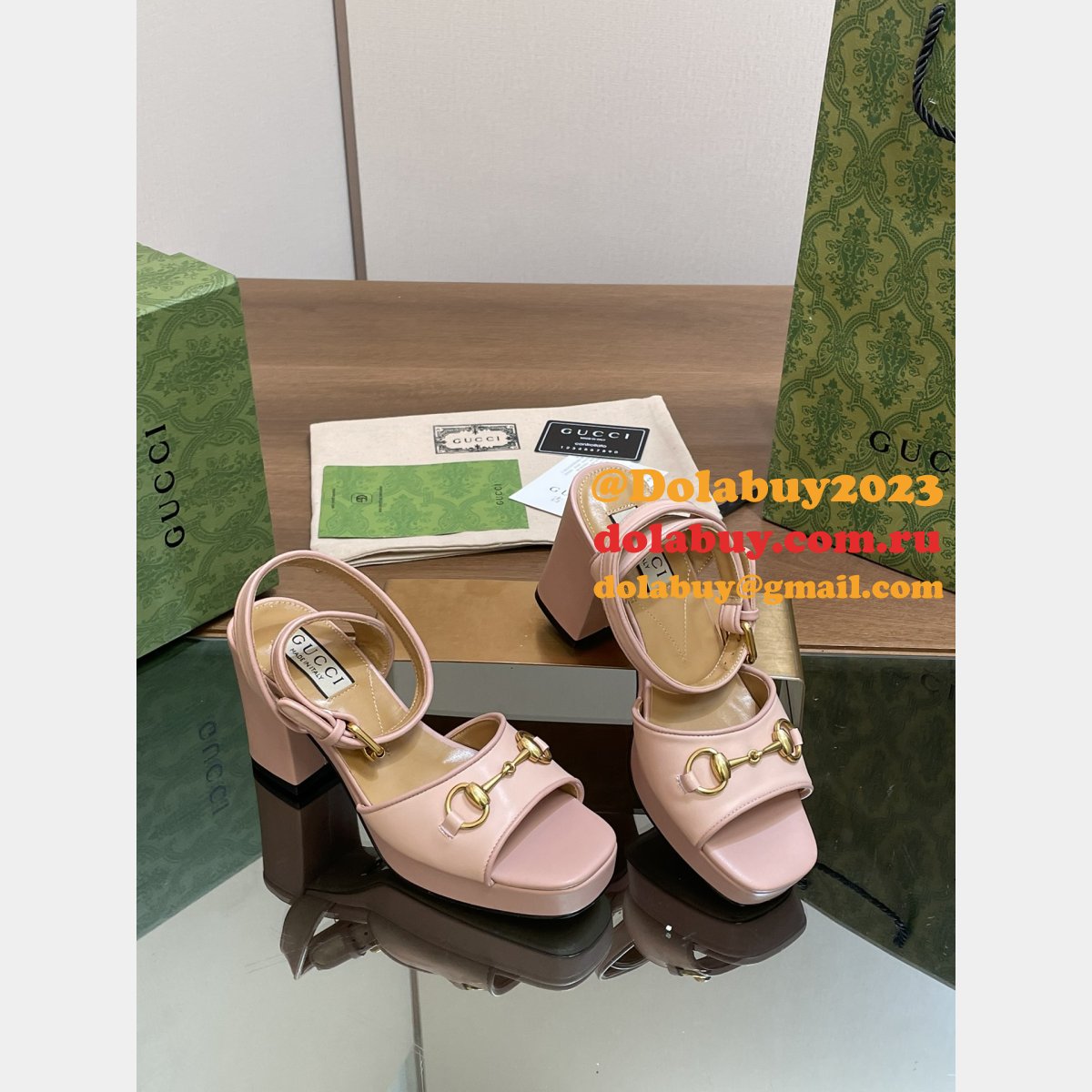 duplicate G*u*i lady horsebit-detailed leather sandals