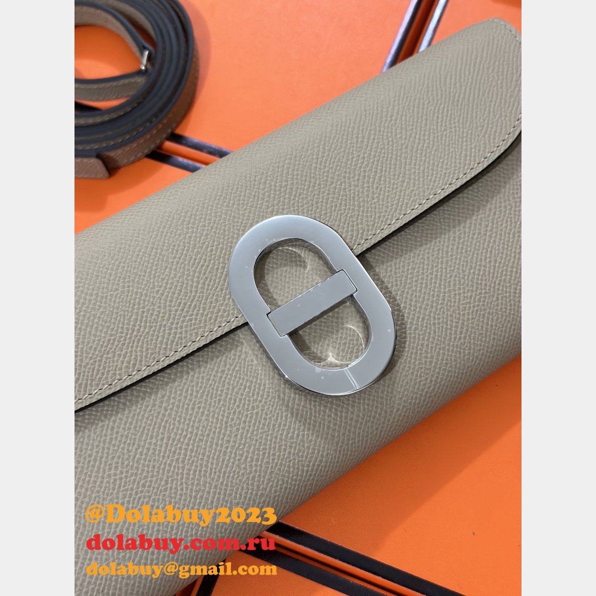 Luxury Hermes  D Ancre to go clutch Epsom bag