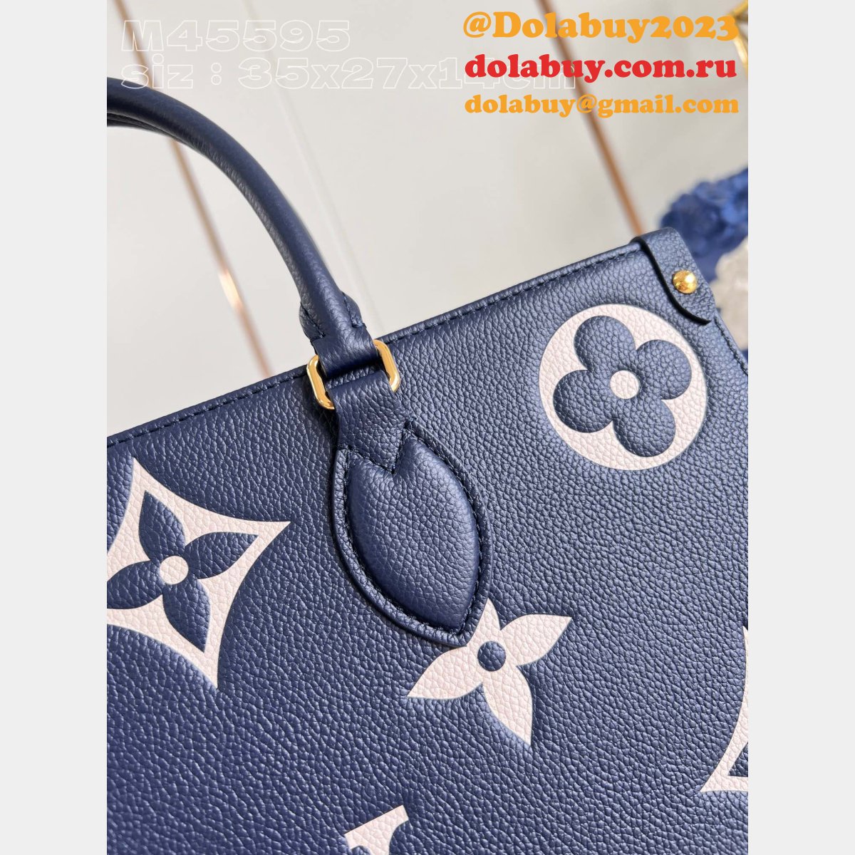 Onthego Louis Vuittons Replica M47084 Navy Monogram Empreinte Bag