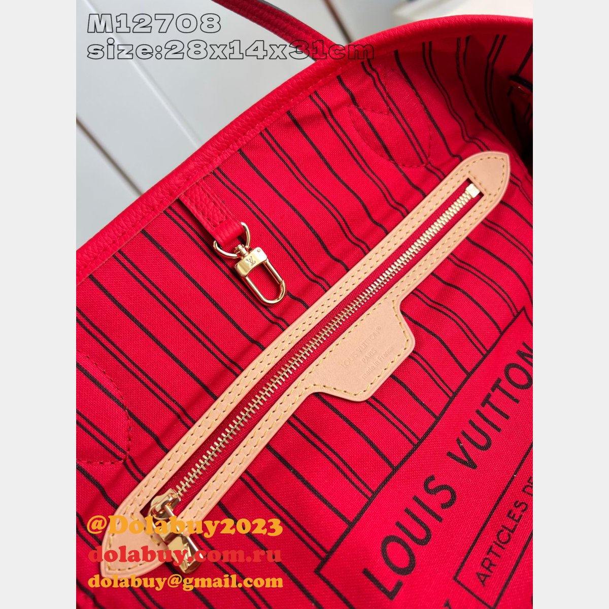 The Best Quality Louis Vuitton Neverfull M12708 Red Replica Bags