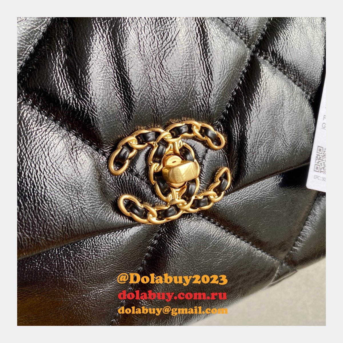 CC High Quality 19 Large Flap AS1161 Black/Red Fakes 30CM Bag