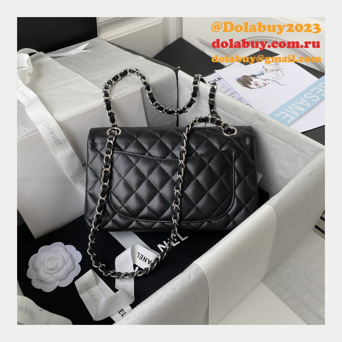 7 Star CC Small Flap Caviar Leather CF 23cm Bag