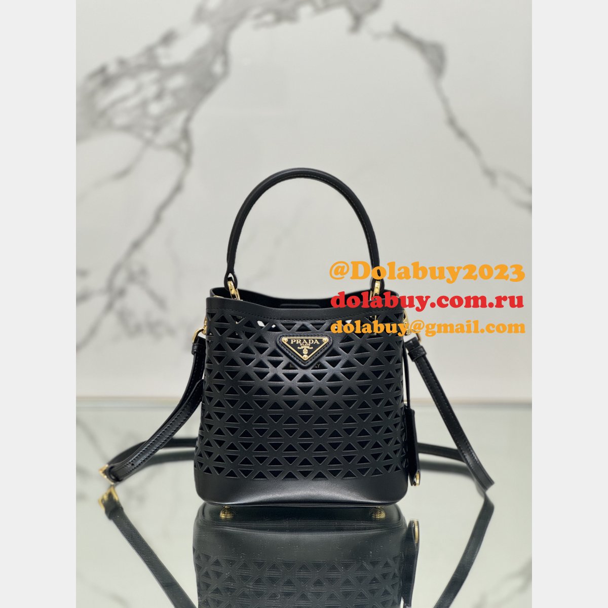 Luxury Prada Saffiano hollow basket women bag