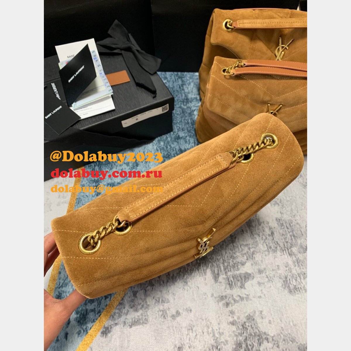 Replica AAA LouLou 32cm Saint Laurent Loulou Brown/Black Bags Collection