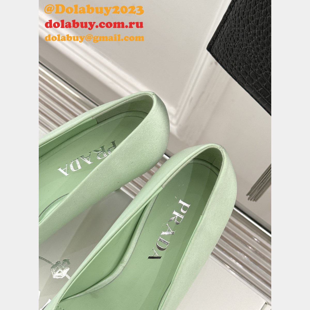 7 Star Prada Satin And Metallic Leather Pumps