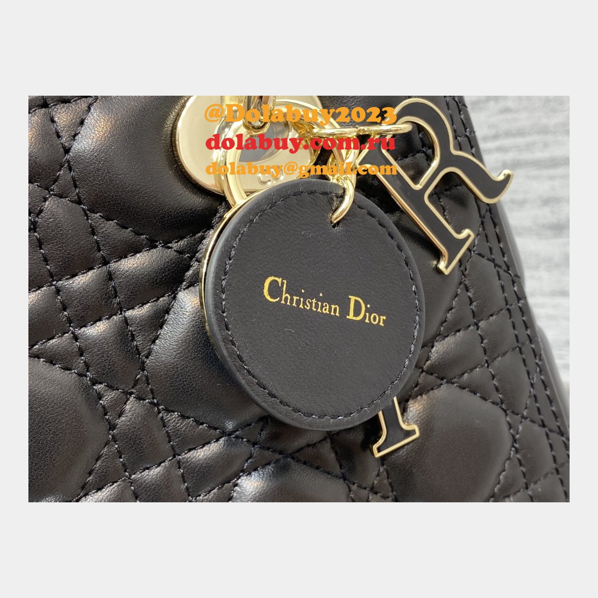 Perfect Quality Replica Lady Dior 24cm Dolabuy Black Handbag